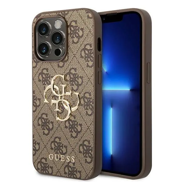 Guess 4G Big Metal Logo GUHCP15X4GMGBR do iPhone 15 Pro Max Brązowy
