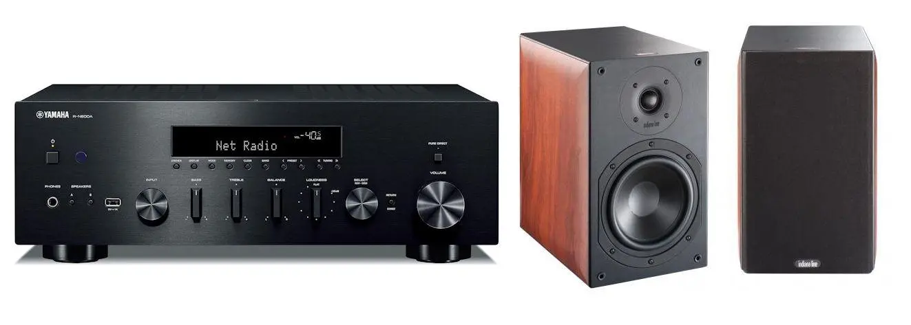 Yamaha R-N600A Czarny, Indiana Line Nota 260 X Orzech