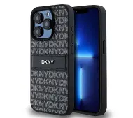 DKNY Hardcase Leather Mono Stripe & Metal Logo do iPhone 15 Pro Czarny