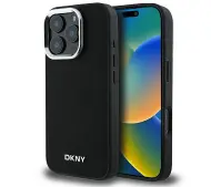 DKNY Plain Silver Logo MagSafe do iPhone 16 Pro Max Czarny