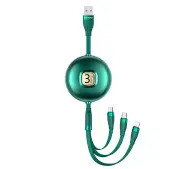 USAMS 3w1 USB do lightning/microUSB/USB-C 1m Zielony