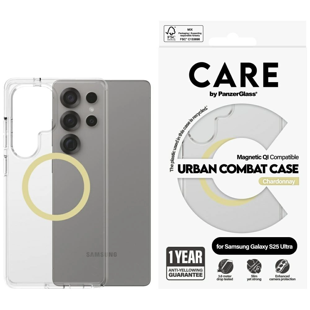 PanzerGlass CARE by Flagship Urban Combat Chardonnay QI do Galaxy S25 Ultra Przezroczysty