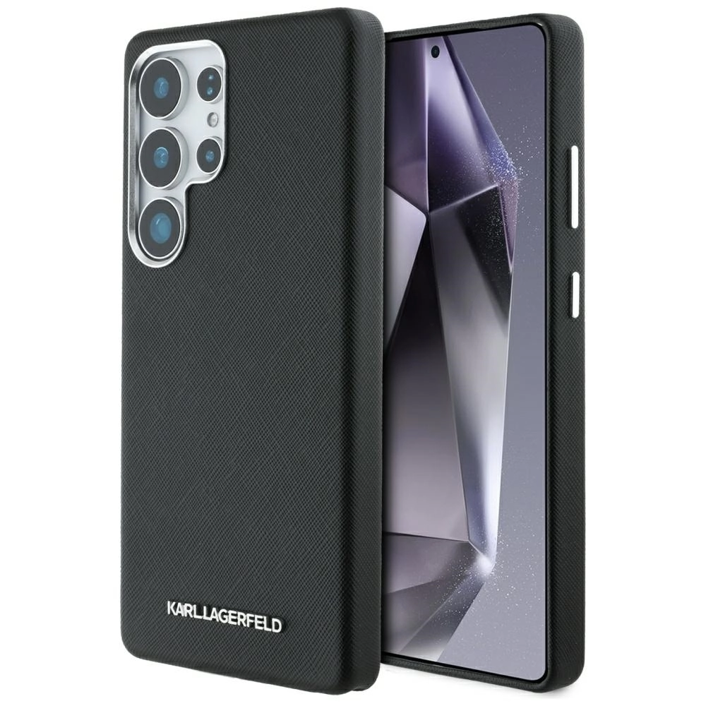Karl Lagerfeld Saffiano Full Wrapped Elongated Metal Logo MagSafe do Galaxy S25 Ultra Czarny