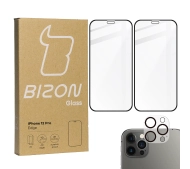 Bizon 2x szkło hartowane + ochrona na obiektyw iPhone 12 Pro czarne