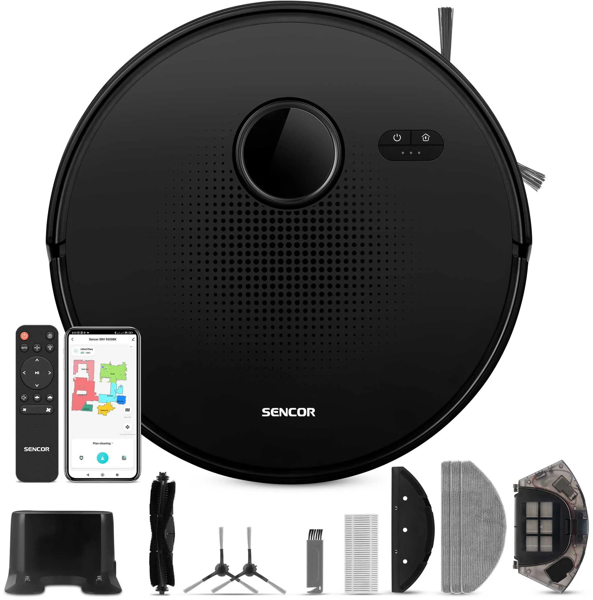 Sencor SRV 9020BK Funkcja mopowania Tworzenie mapy pomieszczenia 60dB