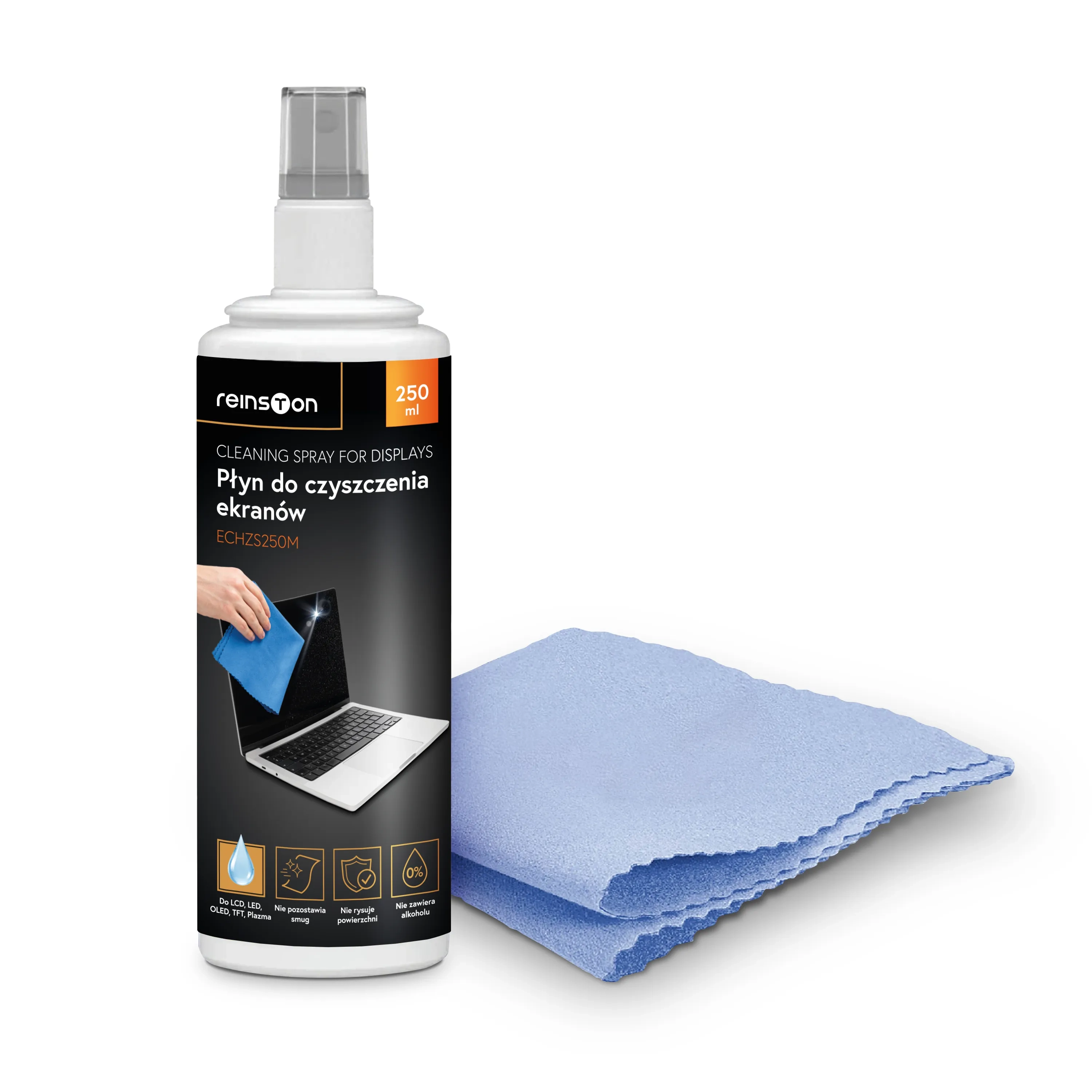 Reinston ECHZS250M Płyn do czyszczenia ekranów 250ml + mikrofibra
