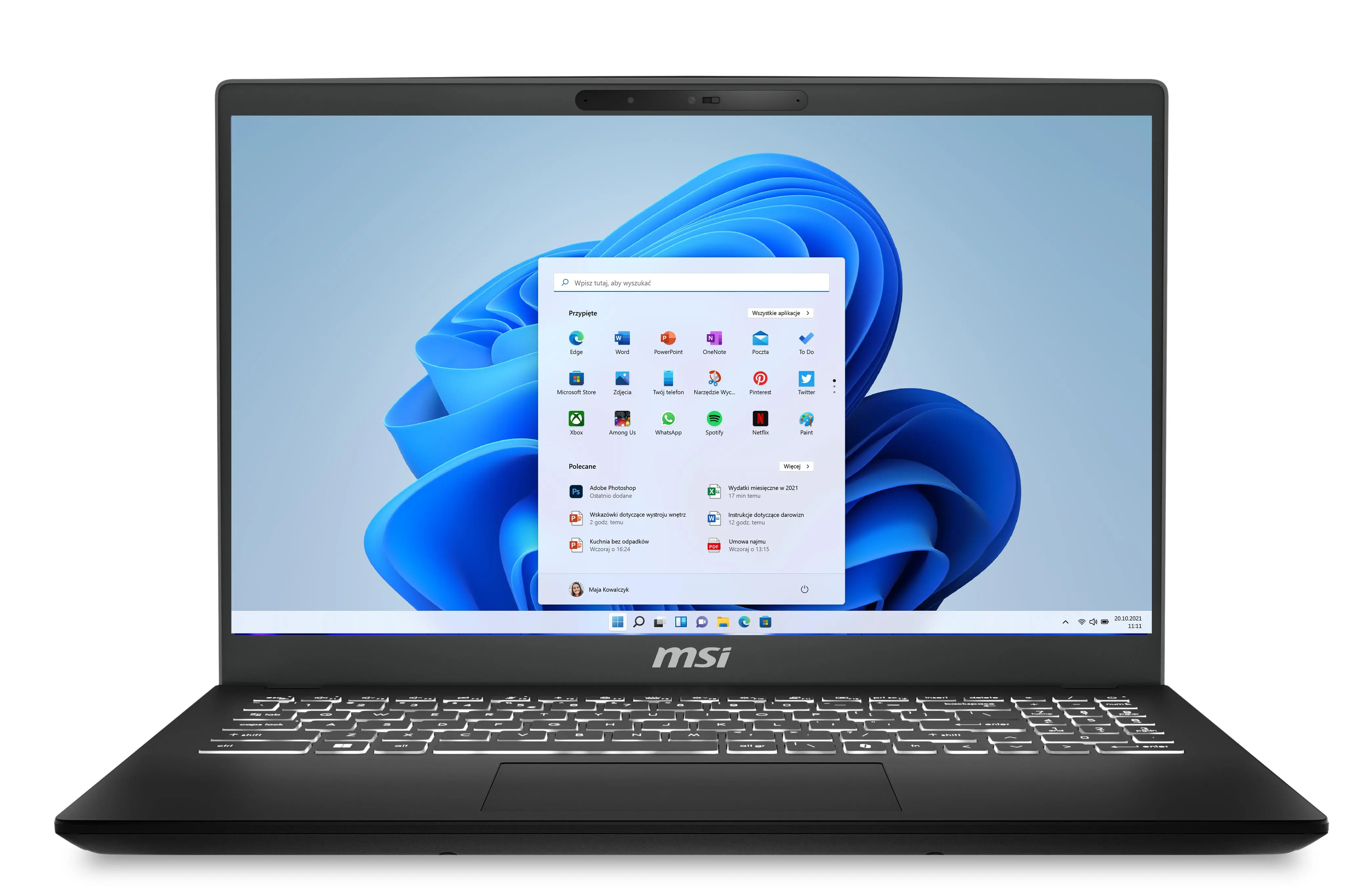 MSI Modern 15 H AI C1MOG-210PL 15,6" Ultra 5 125H 16GB RAM 512GB Dysk SSD Win11 Czarny Funkcje AI