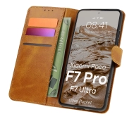 Bizon z klapką Pocket do Poco F7 Pro/F7 Ultra Brązowy