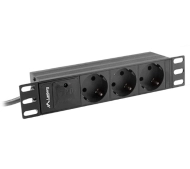 Lanberg RACK PDU 1U 10A 3xSCHUKO 2m Czarny
