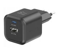 Swissten 22071210 GaN 1x USB-C 35W PD 1x USB-A 27W QC Czarny