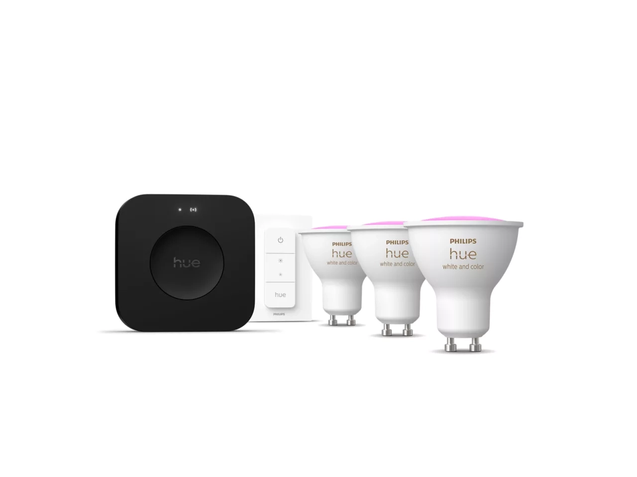 Philips Hue White and Colour Ambiance 3 żarówki GU10 + regulator przyciemniania + Bridge Pro