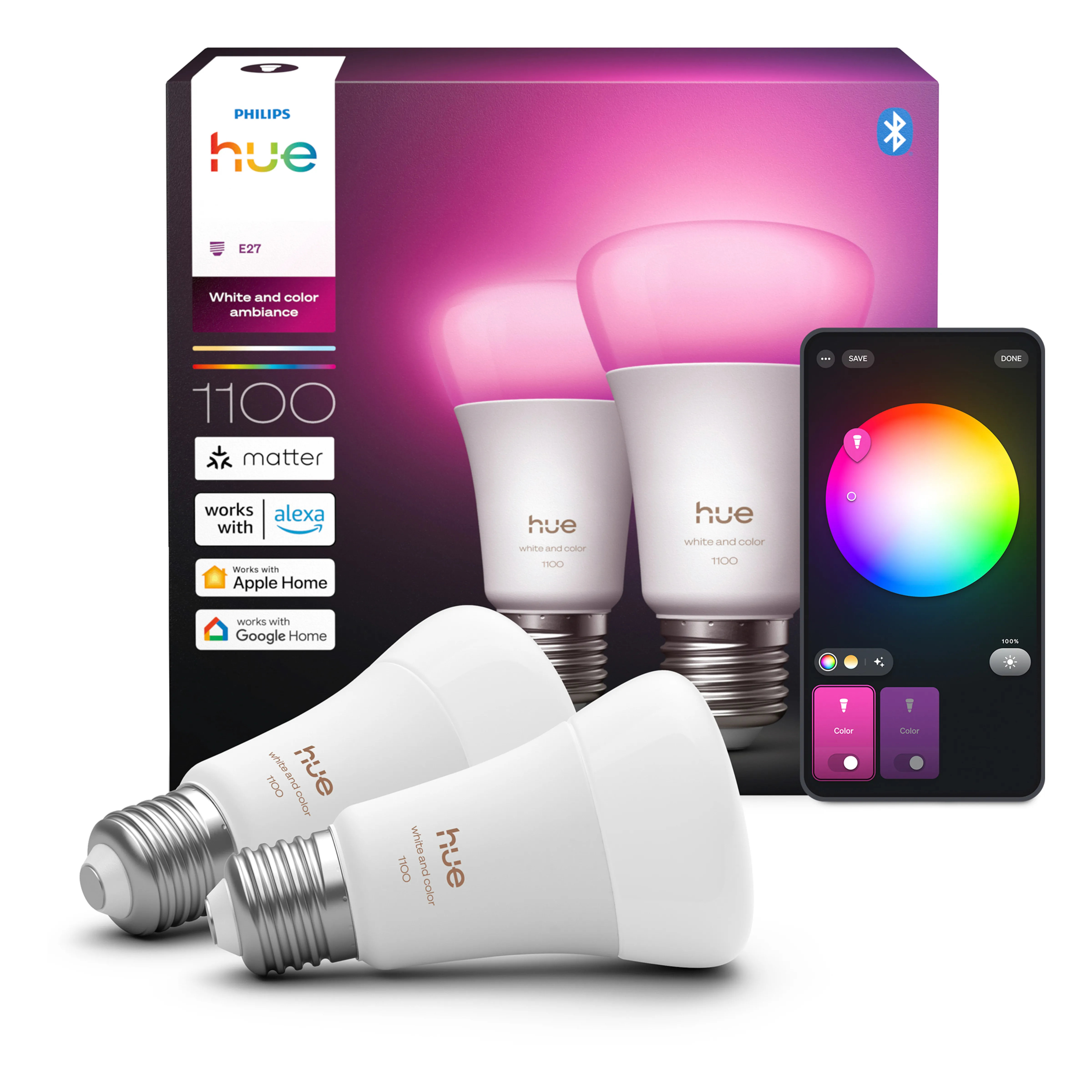 Philips Hue White and Colour Ambiance A60 E27 1100 2szt.