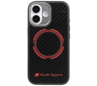AUDI RSQ Carbon Fiber Sport Red Circle MagSafe do iPhone 17 Czarny