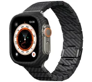 Pitaka Carbon Fiber Modern do Apple Watch 1/2/3/4/5/6/7/8/9/10/11/SE/SE 3/Ultra/Ultra 2/Ultra 3 Czarno szary