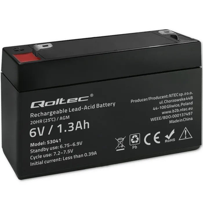 Qoltec 53041 AGM 6V 1.3Ah miniaturka