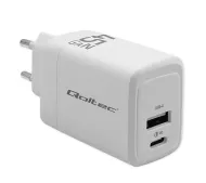 Qoltec 51825 GaN USB-A USB-C 45W Biały