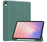 Bizon Case Tab Lizard z klapką do Samsung Galaxy Tab S11 Ciemnozielony