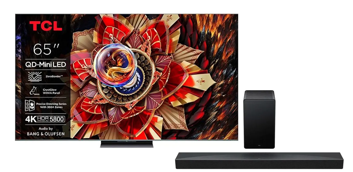 TCL 65C9K 65" QD-Mini LED 4K 144Hz Google TV Dolby Vision IQ Dolby Atmos HDMI 2.1 DVB-T2 + Soundbar TCL Q65H