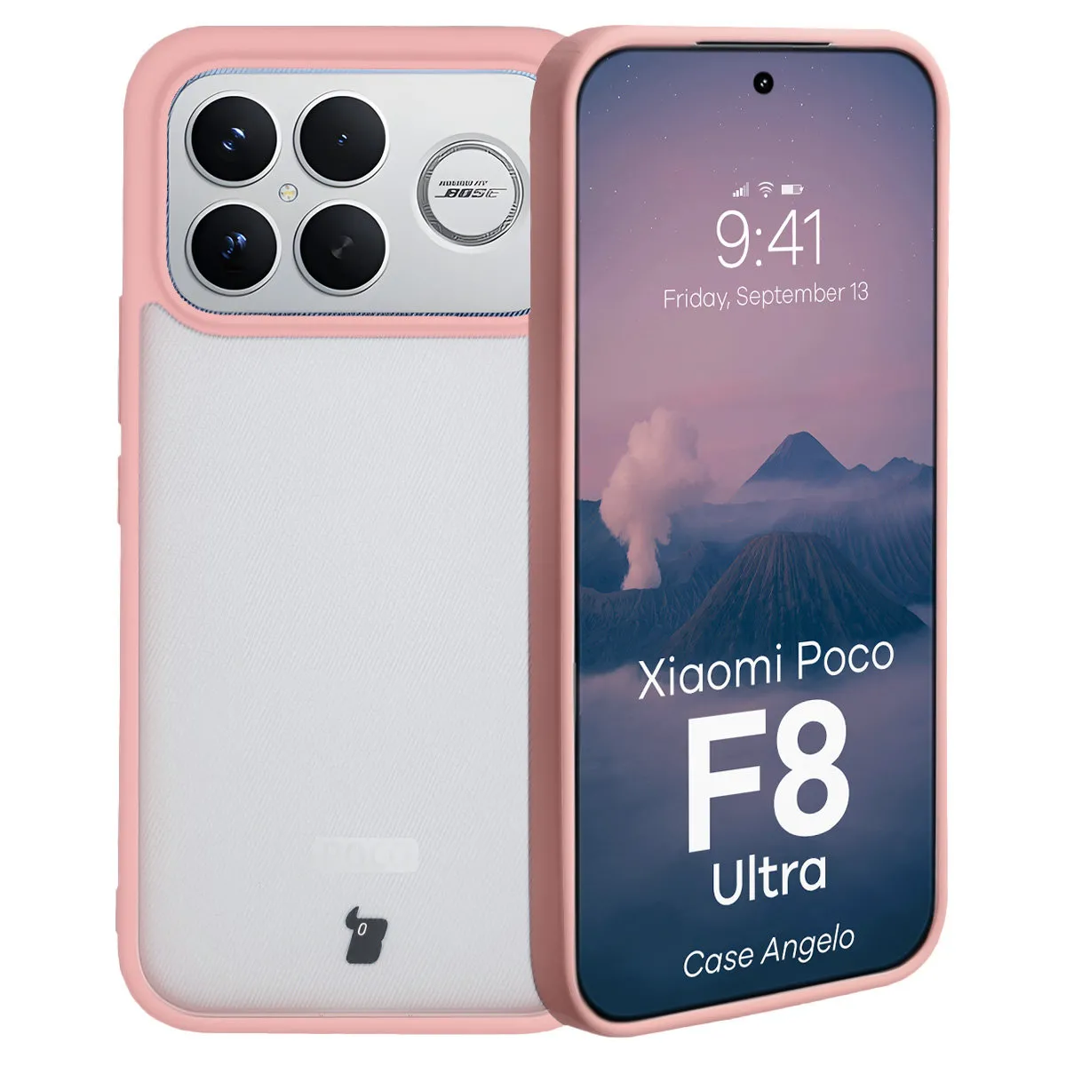Bizon Angelo do Xiaomi POCO F8 Ultra Półprzeźroczyste z różową ramką