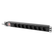 Lanberg RACK PDU 19" 1U 16A 8x Schuko Czarny 2m