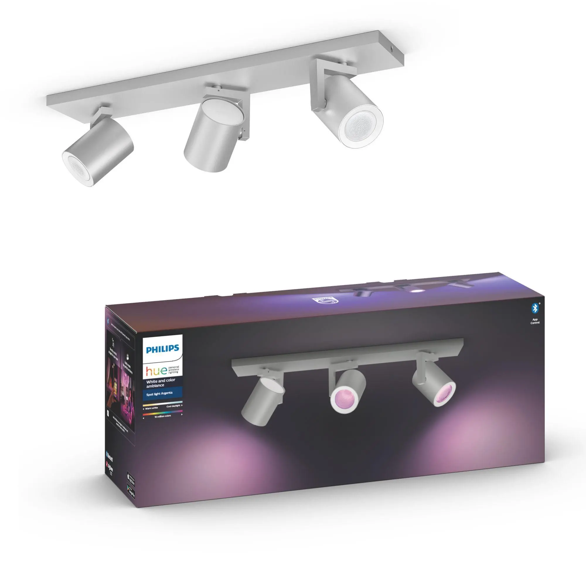 Philips Hue White and Colour Ambiance Argenta Triple Srebrny