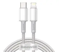 Baseus USB-C do Lightning High Density Braided 20W 5A PD 2m Biały