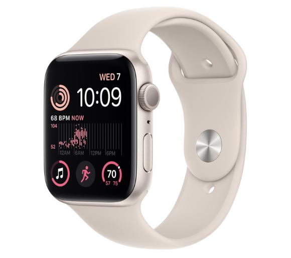 Smartwatch Apple Watch SE 2gen GPS 44mm koperta z aluminium (księżycowa poświata) + pasek sportowy (księżycowa poświata)