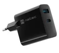 Natec Ribera GaN 1xUSB-A + 1xUSB-C 45W Czarny