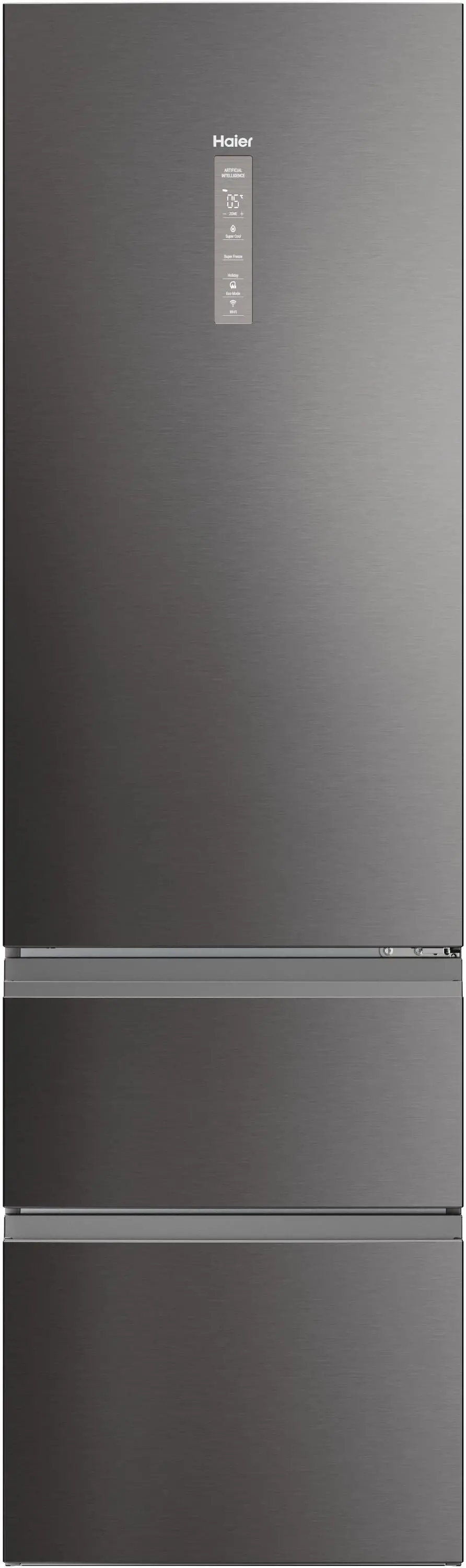 Haier Seria 5 HTW5620ENMP Pełny No Frost 205cm Komora świeżości Zdalne sterowanie Dark Inox