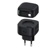 USAMS CC209TC01 USB-C ze zwijanym kablem Lighning 35W Czarny