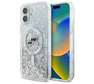 Karl Lagerfeld Liquid Glitter Karl&Choupette Head MagSafe do iPhone 16 Plus Przezroczysty