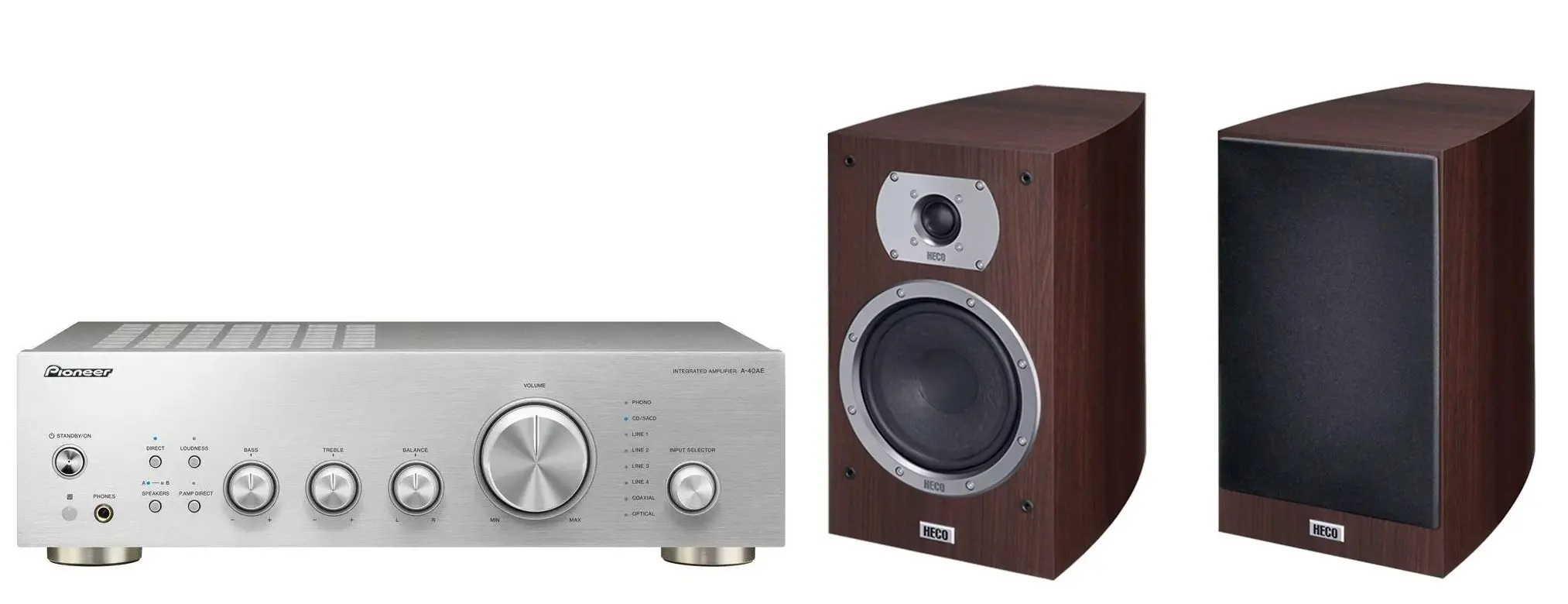 Pioneer A-40AE Srebrny, Heco Victa Prime 302 Espresso miniaturka
