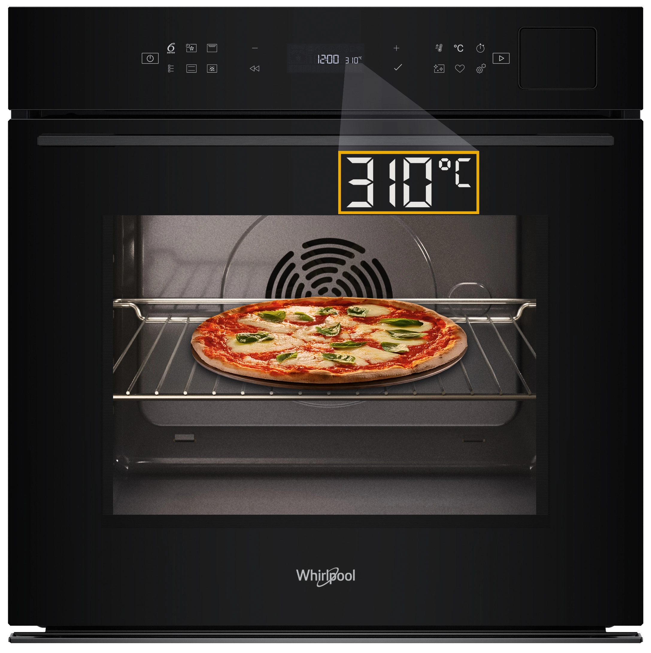 Whirlpool WOI7P8FHT1SBA Funkcje AI Pizza 310C Termoobieg Termosonda AirFry Czarny