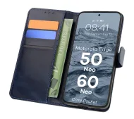 Bizon z klapką Pocket do Motorola Edge 50 Neo/60 Neo Granatowy