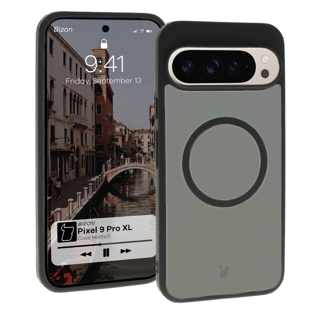 Bizon MatteO z MagSafe do Google Pixel 9 Pro XL Półprzezroczyste z czarną ramką