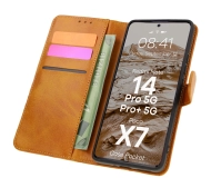 Bizon z klapką Pocket do Xiaomi Redmi Note 14 5G/Poco M7 Pro 5G Brązowy