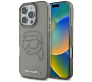 Karl Lagerfeld IML Rhinestones Karl Head do iPhone 16 Pro Czarny