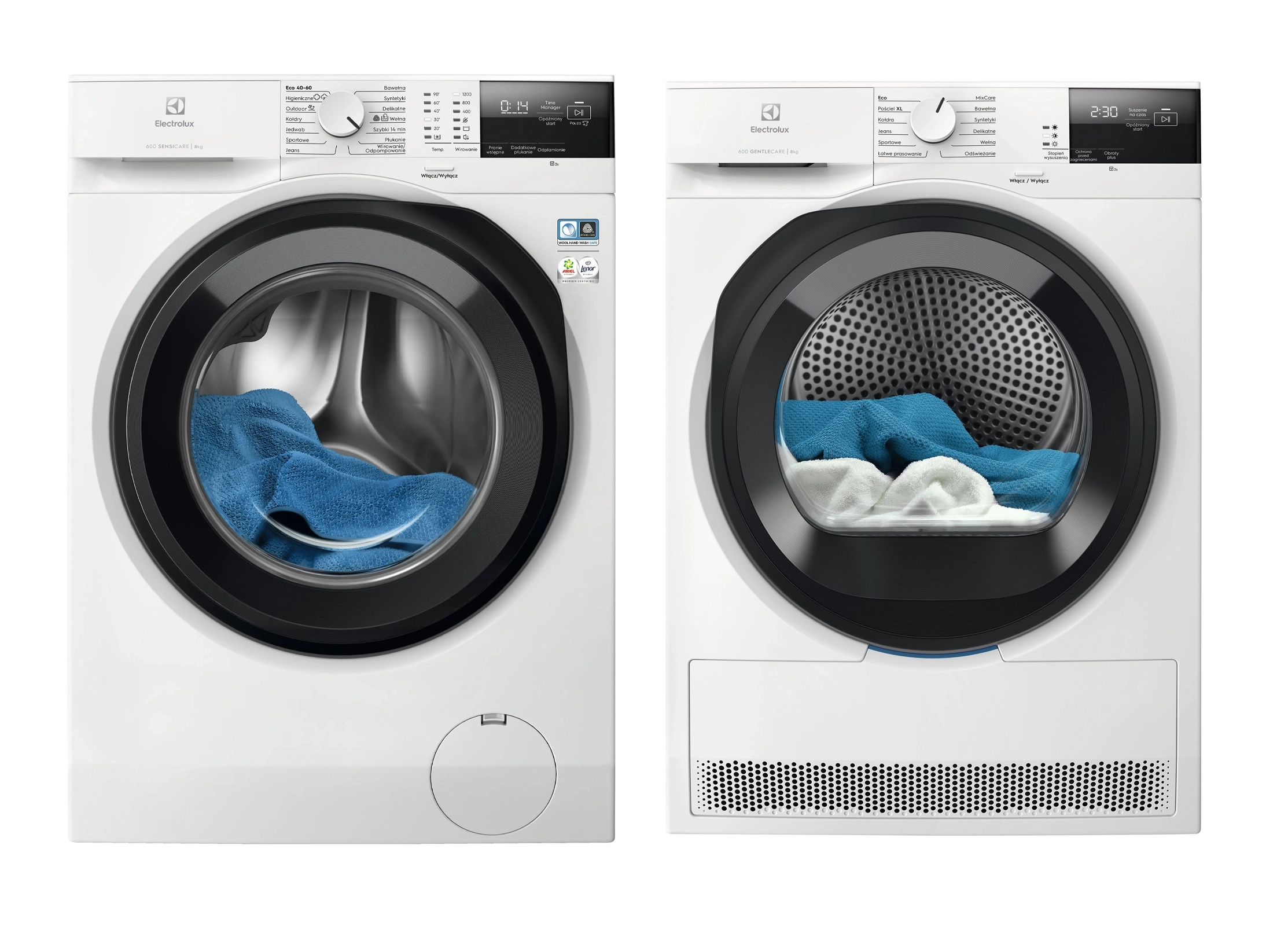 Electrolux pralka 600 SensiCare EW6F2282P 8kg 1200obr/min + suszarka 600 GentleCare EW6DEU285YP 63,8cm 8kg
