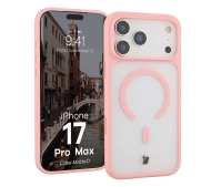 Bizon MatteO z MagSafe do Apple iPhone 17 Pro Max Półprzezroczyste z różową ramką