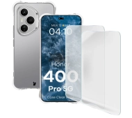 Bizon elastyczne etui Salpa + 2x folia na ekran Clear Pack do Honor 400 Pro 5G