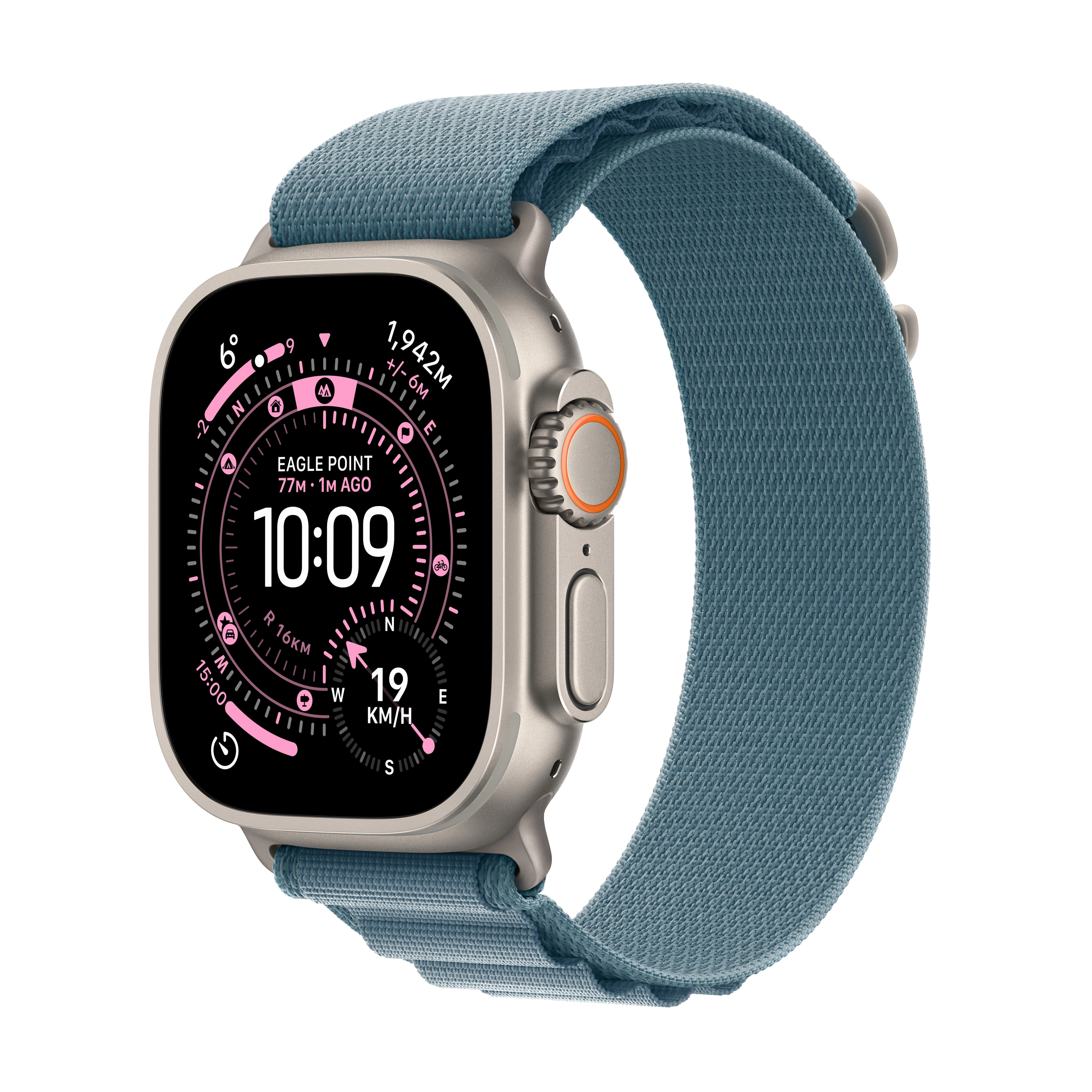 Apple Watch Ultra 3 GPS + Cellular koperta z naturalnego atural tytanu 49mm Opaska Alpine Niebieska Rozmiar L