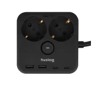 Huslog HUS1055 POWERDOCK 2 gniazda 1,4m Czarny