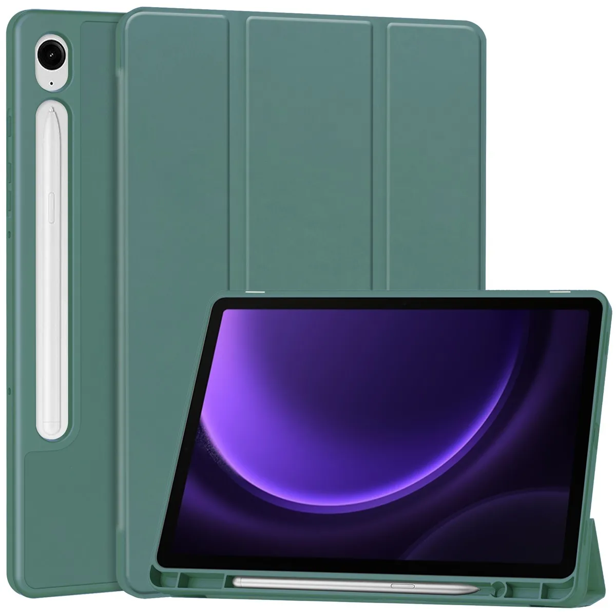 Bizon Case Tab Lizard z klapką do Samsung Galaxy Tab S10 FE / S10 Lite / S9 / S9 FE Ciemnozielony