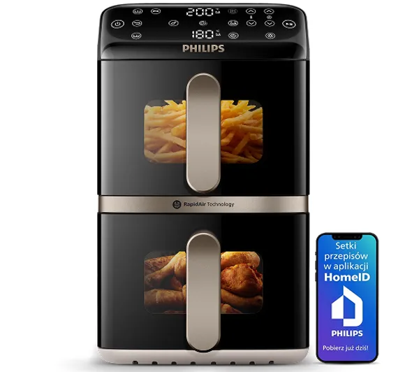 Philips Ovi Stacked Dual Basket NA462/80 2750W 10l Aplikacja mobilna