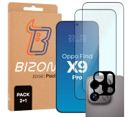Bizon Szkło + szybka na aparat Glass Edge Pack do Oppo Find X9 Pro 2 sztuki