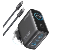 Anker 100W (B121BGZ1) 2x USB-C, 1x USB-A, Kolorowy wyświetlacz, Kabel w zestawie, Czarny