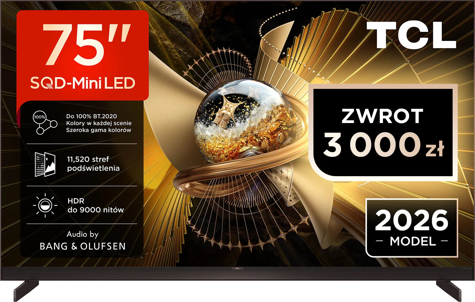 TCL 75X11L 75" SQD-Mini LED 4K 144Hz Google TV Dolby Vision Dolby Atmos DTS-X Bang & Olufsen HDMI 2.1 DVB-T2