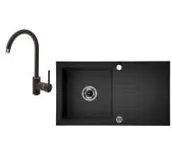 Deante Zorba ZQZV2113 Grafitowy + bateria stojąca Chrom/Grafitowy