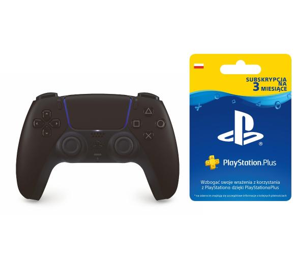 gamepad Sony DualSense (czarny) + subskrypcja PlayStation Plus (3 m-ce karta zdrapka)