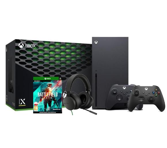 konsola Xbox Series X Xbox Series X + Battlefield 2042 + słuchawki Stereo Headset Przewodowy + dodatkowy pad (czarny)